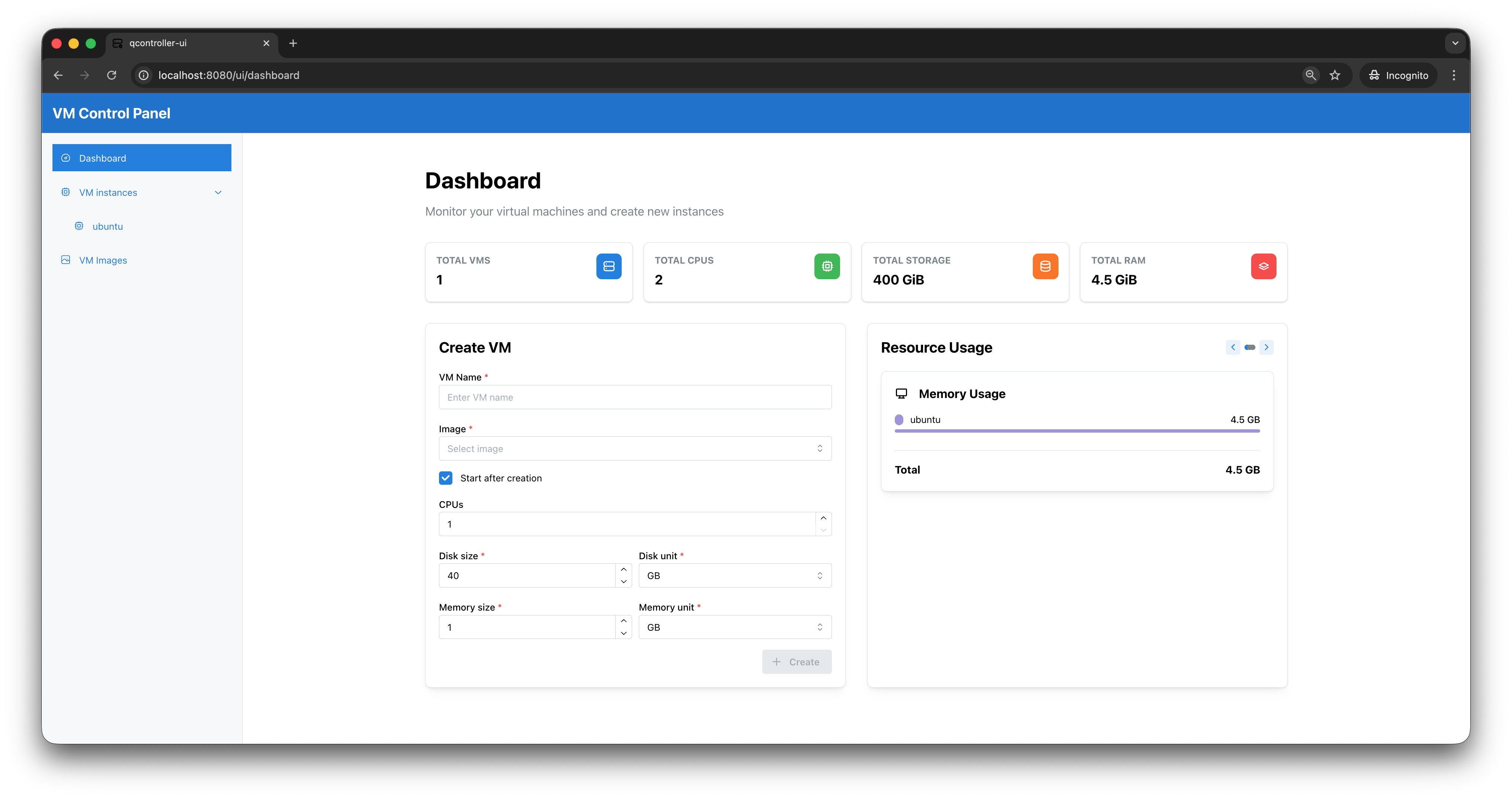 Simple dashboard